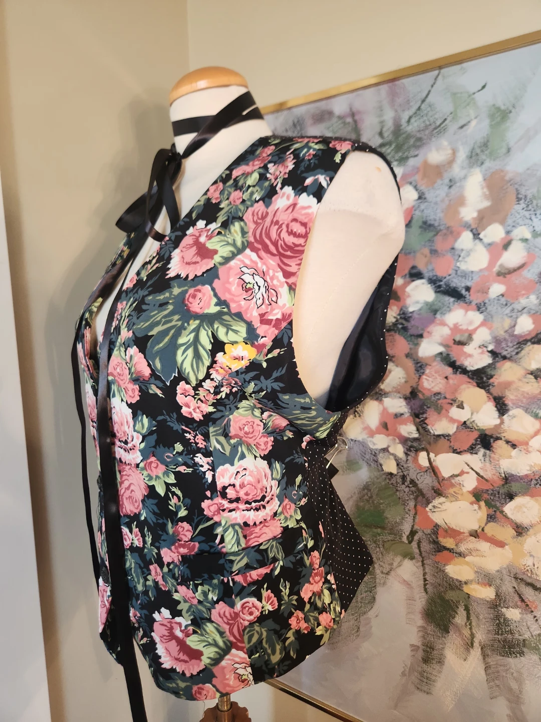 ADJUSTABLE Women's Floral Vest 80's ALERT - photo 2