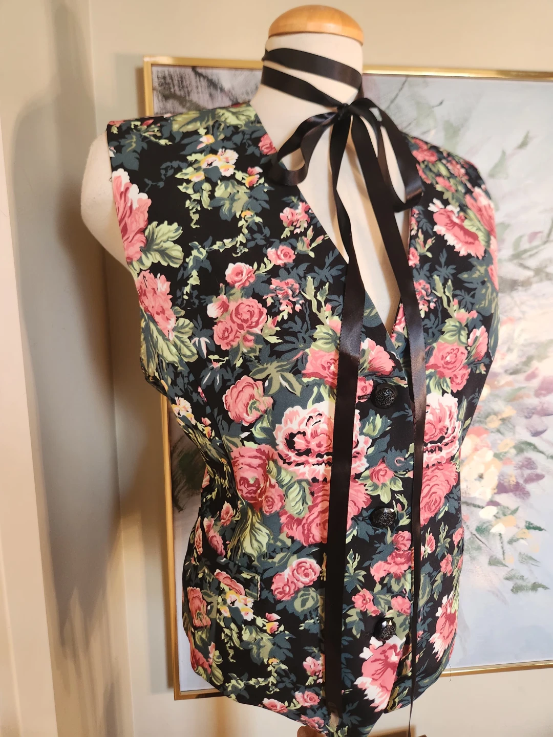 ADJUSTABLE Women's Floral Vest 80's ALERT - photo 3