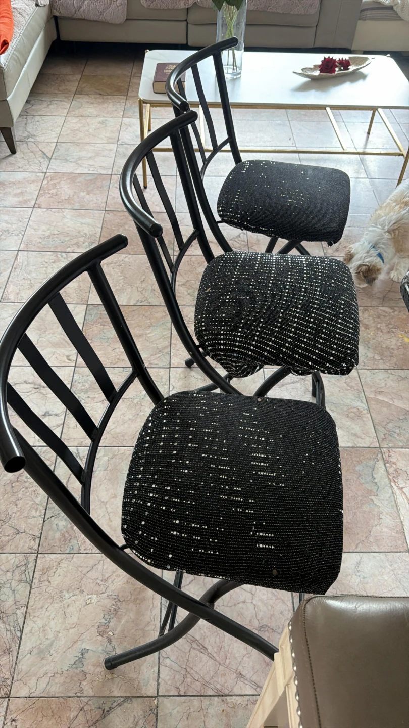 Set of 3 Black Metal Chairs