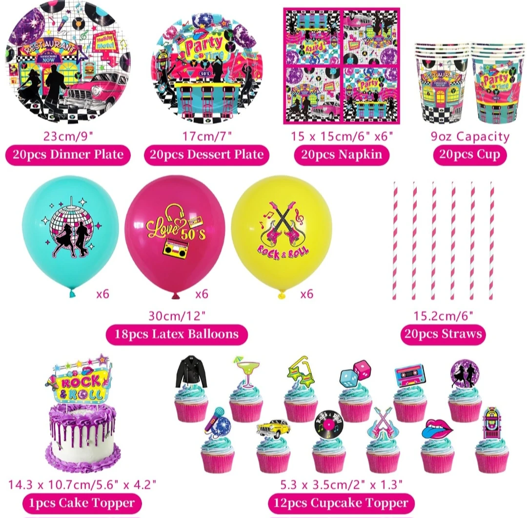 50s Rock and Roll Diner Party Supplies Set - photo 2