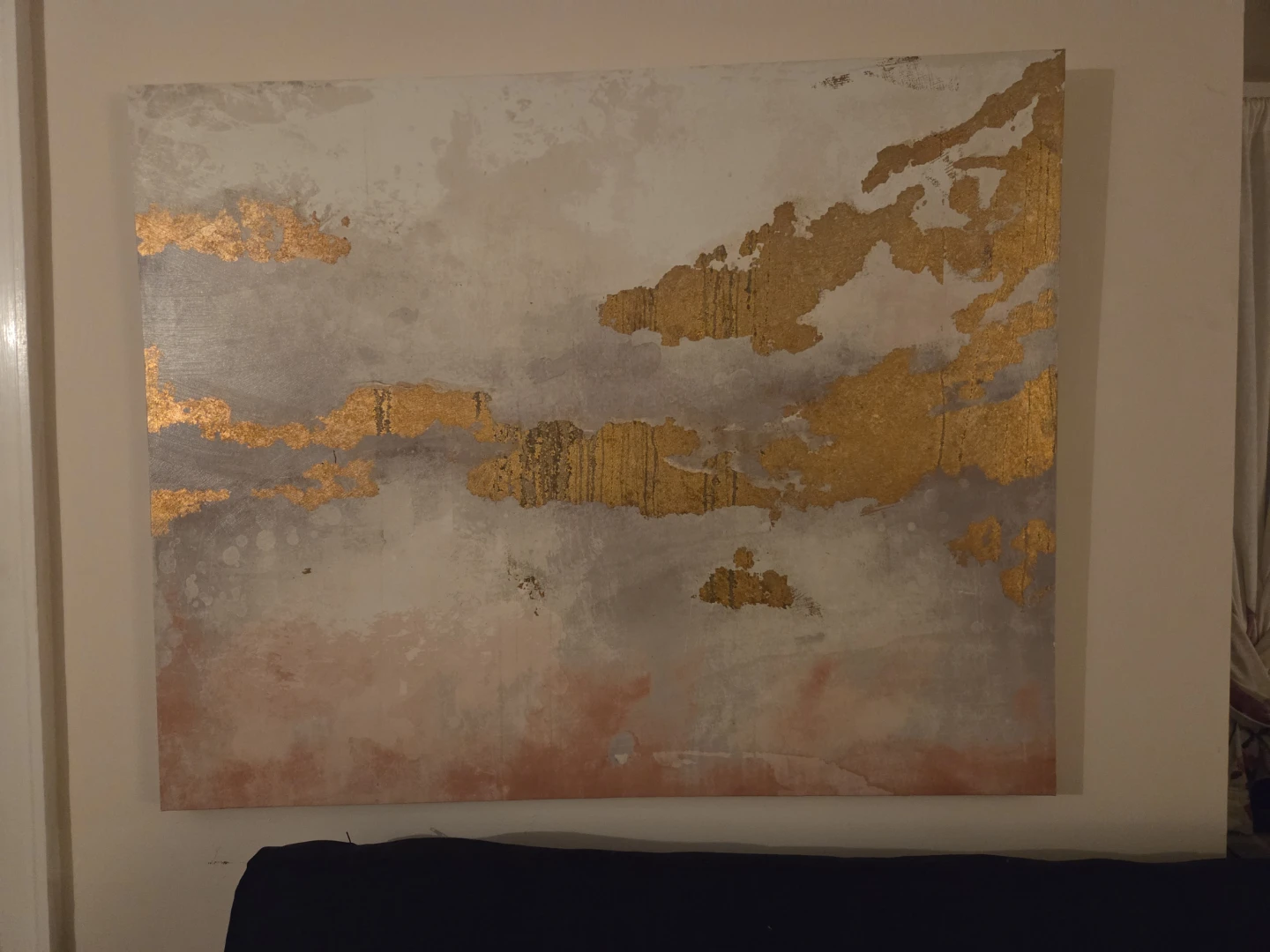 Abstract Gold and White Canvas Wall Art - photo 2