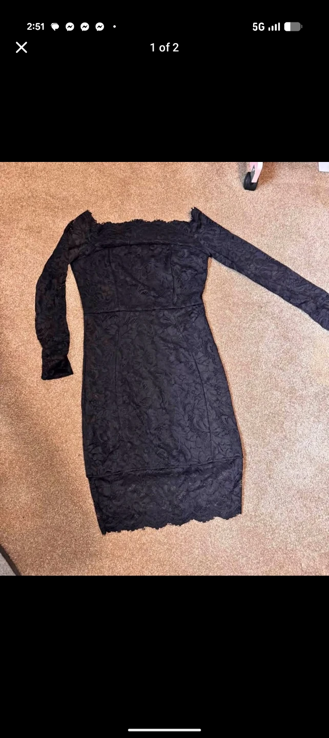 Black Lace Dress with Long Sleeves