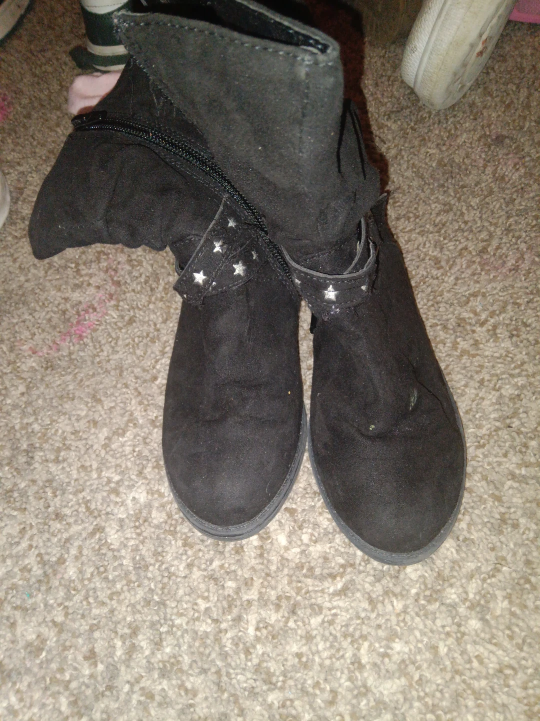 Black Suede Boots with Stars