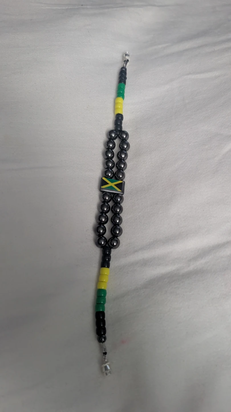 Beaded Bracelet with Jamaican Flag Charm - photo 2