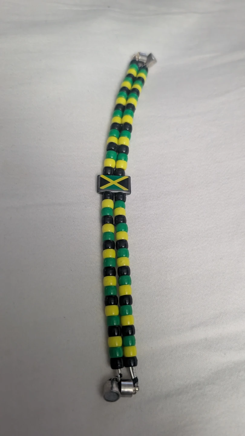 Beaded Bracelet with Jamaican Flag Charm - photo 3