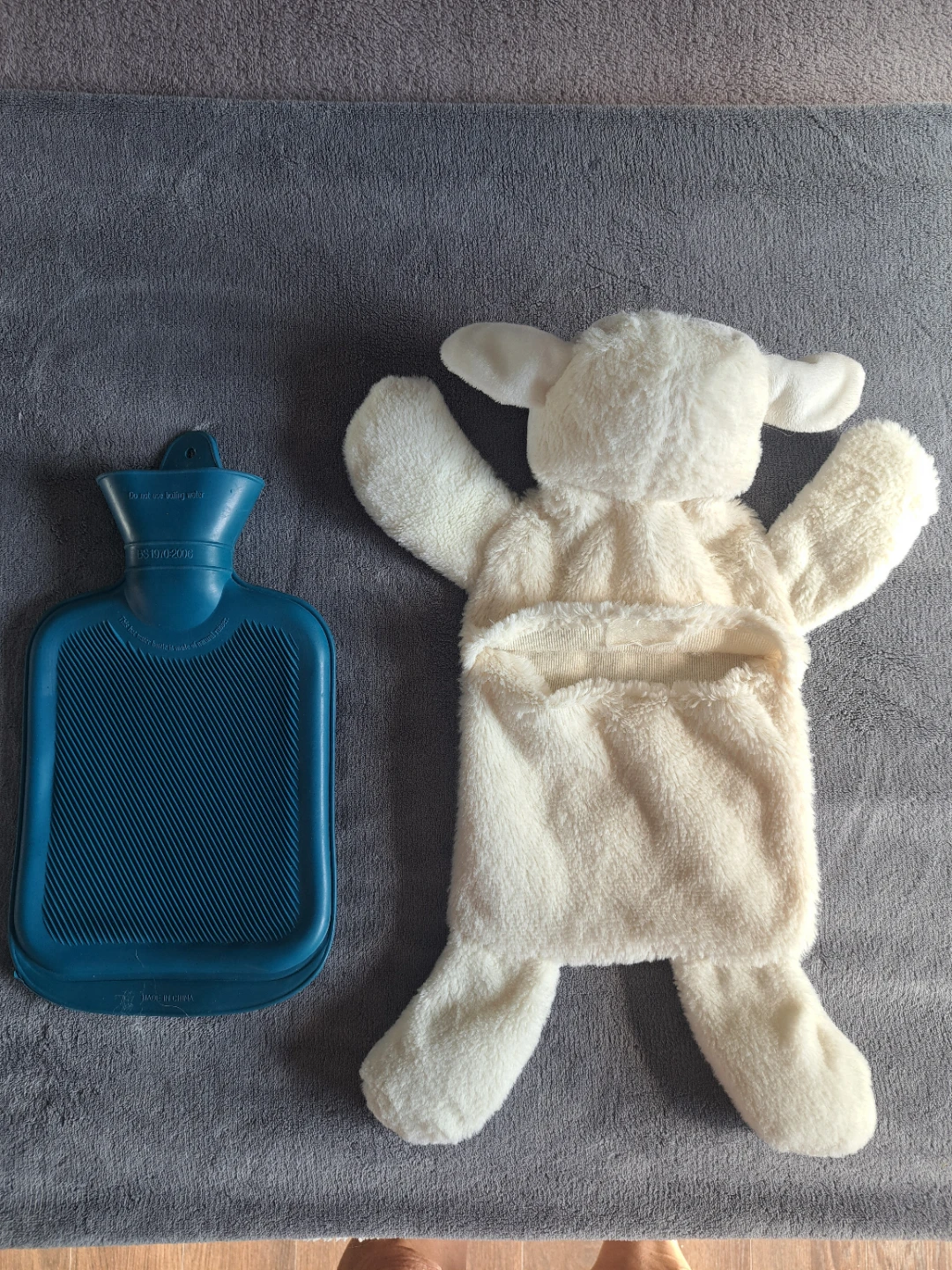 Lamb Hot Water Bottle Cover with Blue Bottle - photo 2
