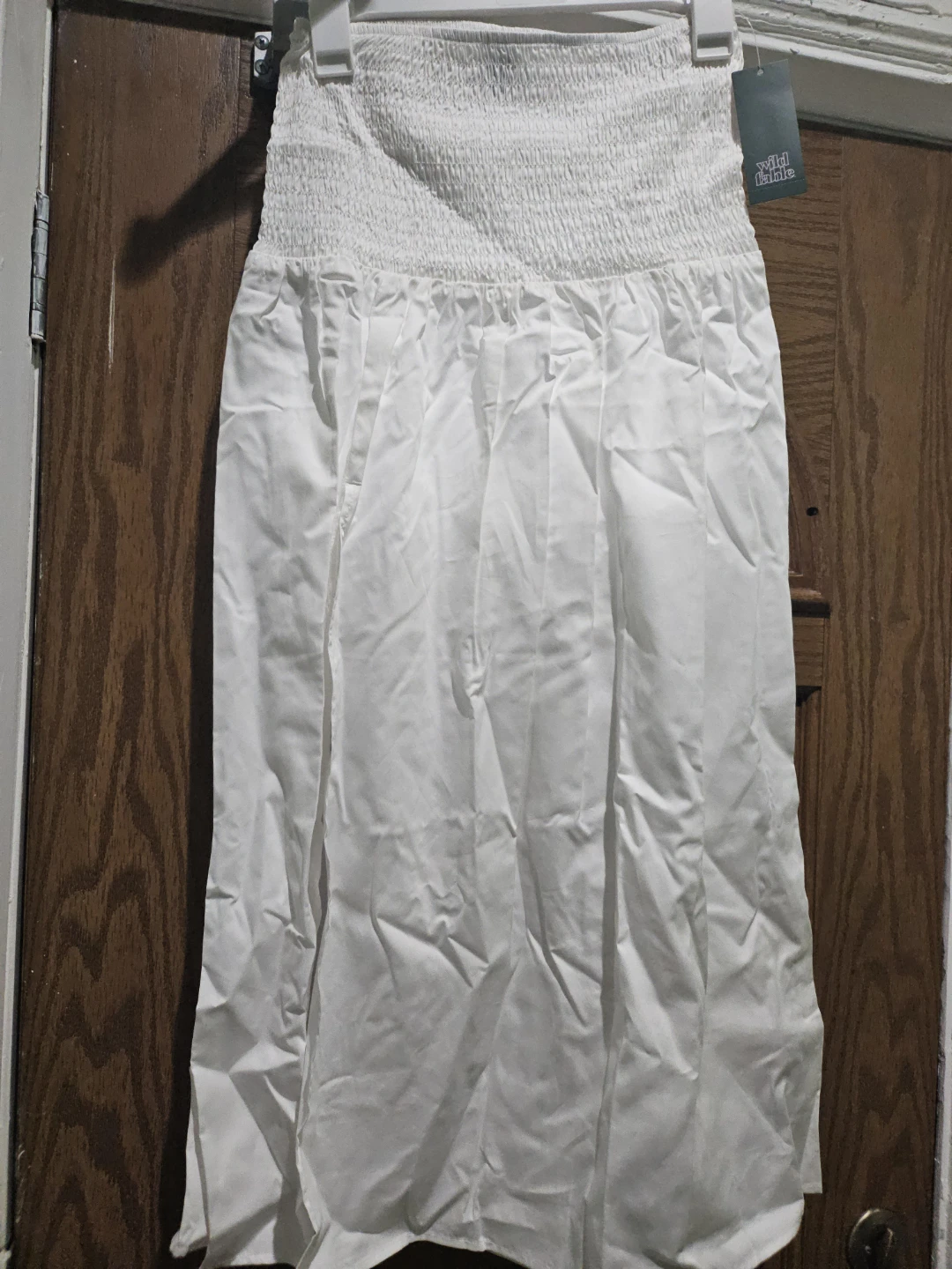 Wild Fable White Smocked Waist Midi Skirt Size S