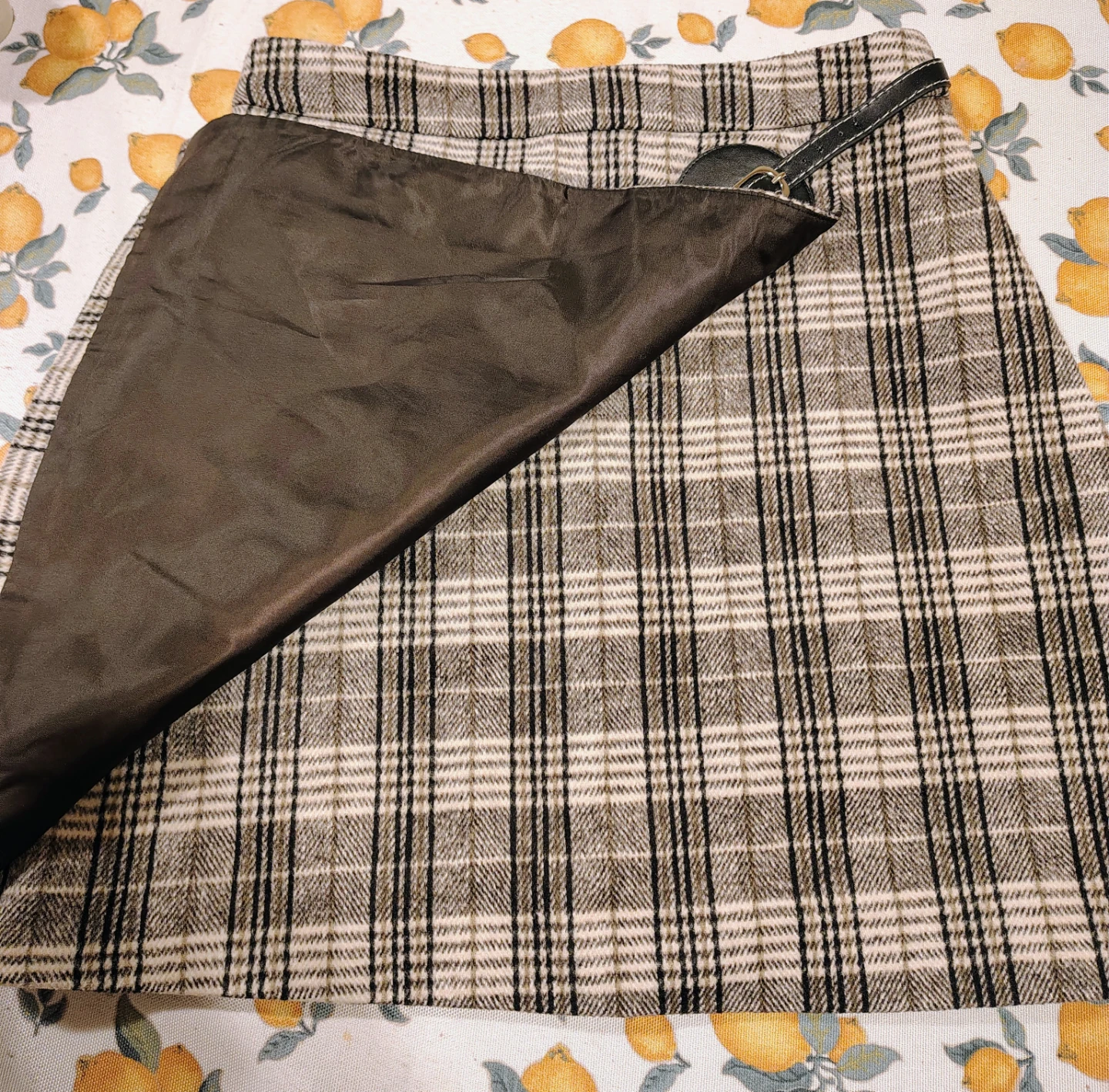 Plaid A-Line Skirt with Buckle Detail - photo 2