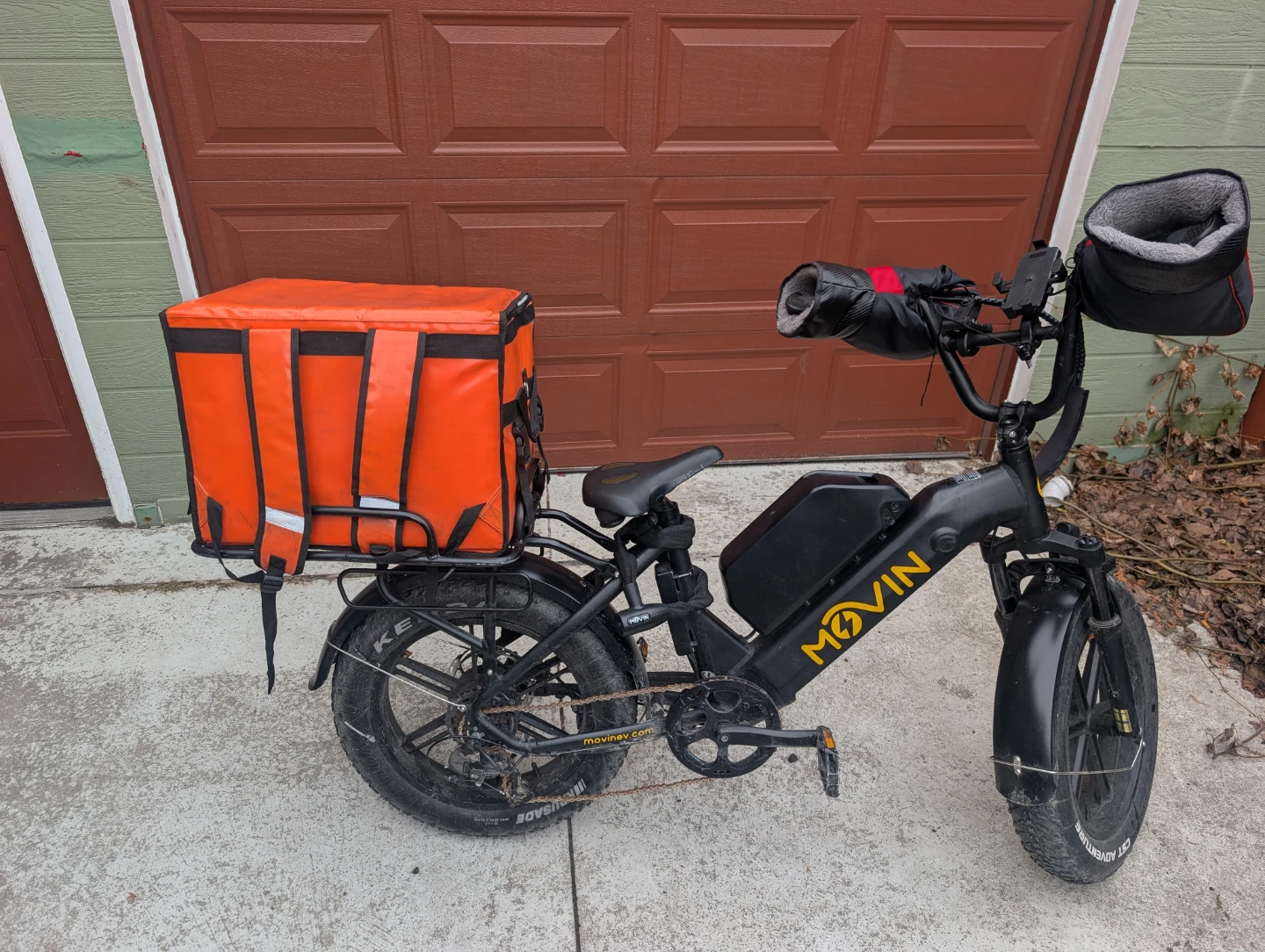 Movin Electric Bikes Fat Tire E-bike with Orange Delivery Box - photo 5