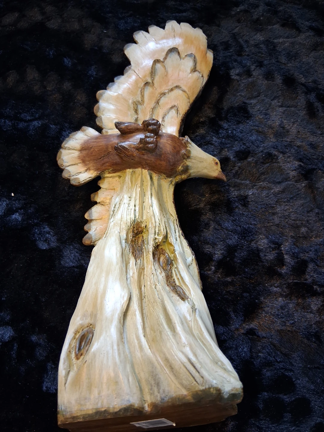 Hand-Carved Wooden Eagle Sculpture - photo 2