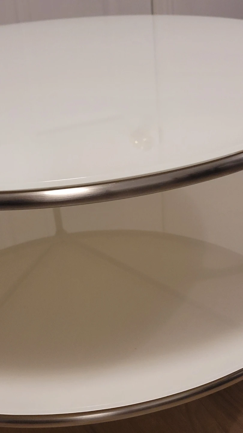 30" White Round Coffee Table with 3 Wheels - photo 5