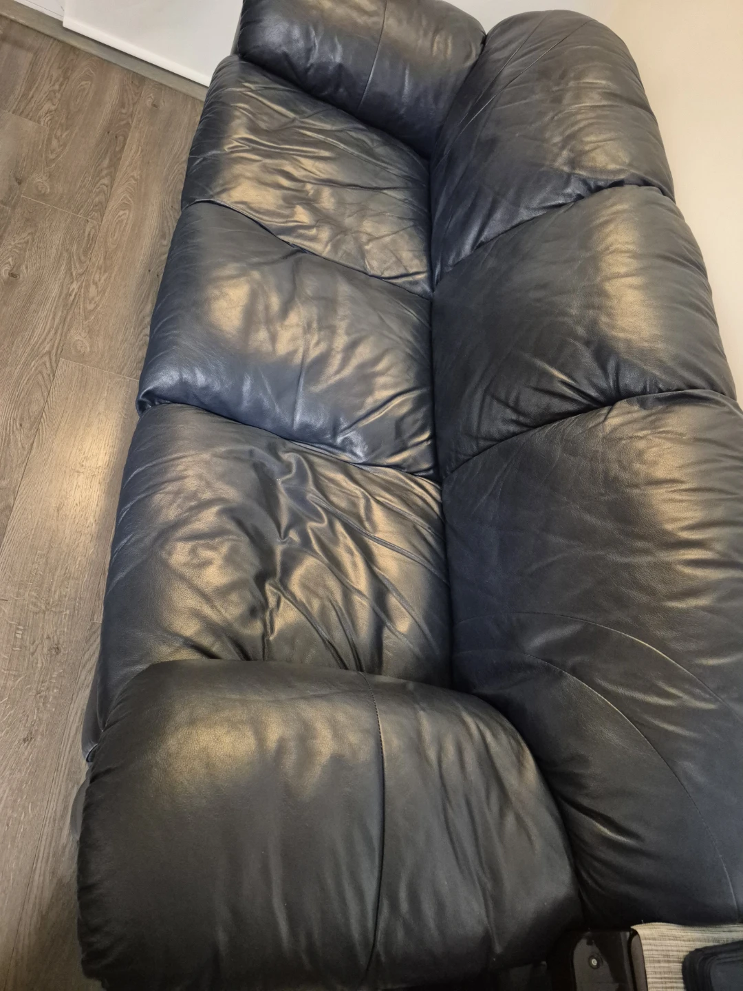 Blue Leather Sofa - photo 3