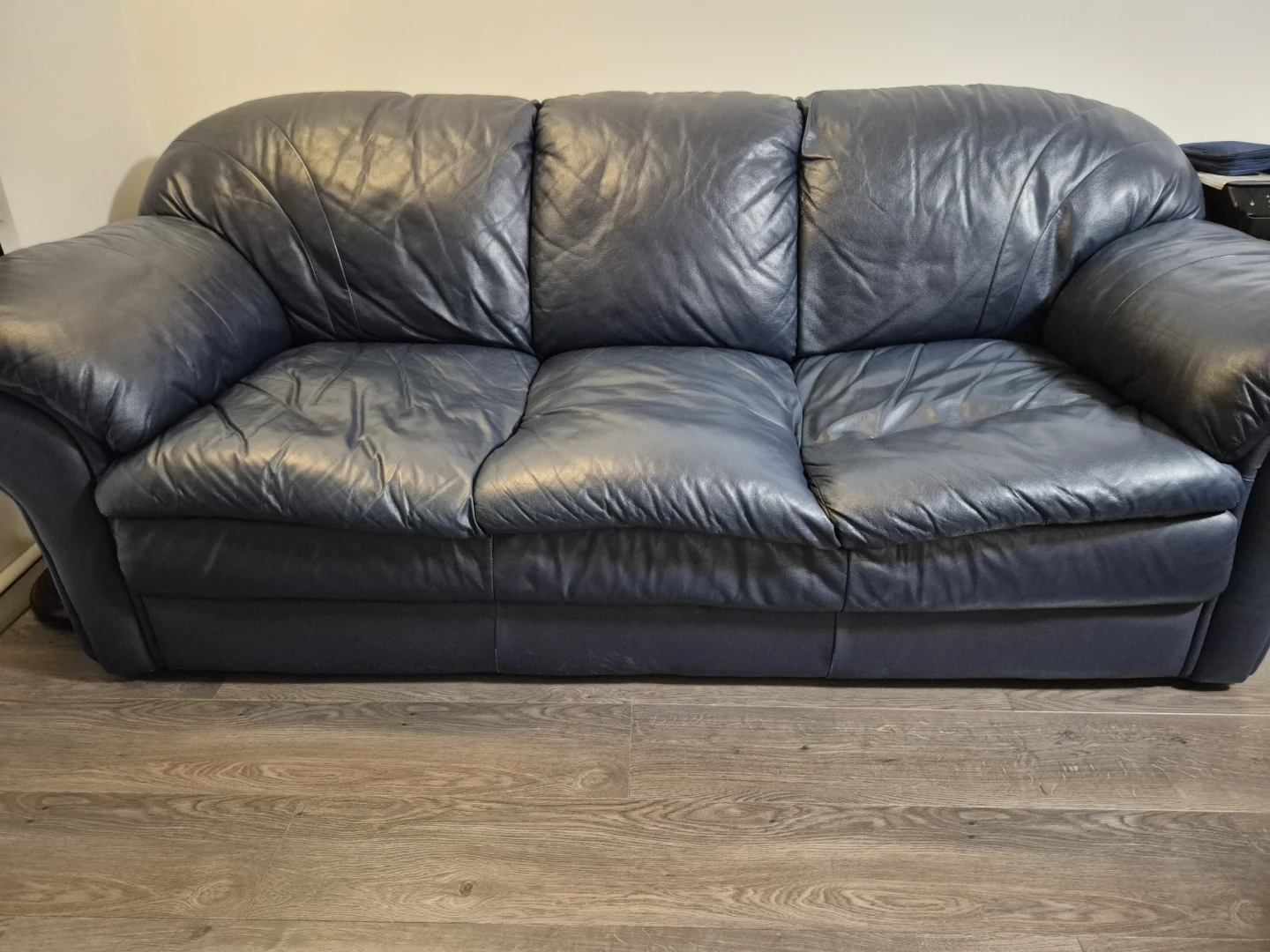 Blue Leather Sofa - photo 4