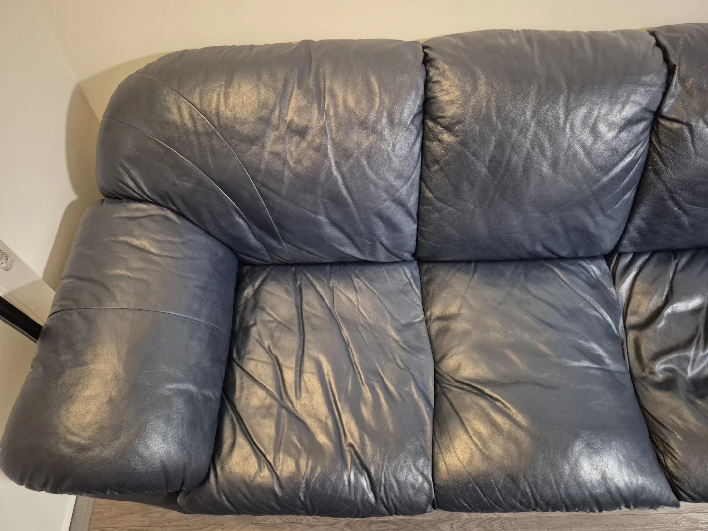 Blue Leather Sofa - photo 5