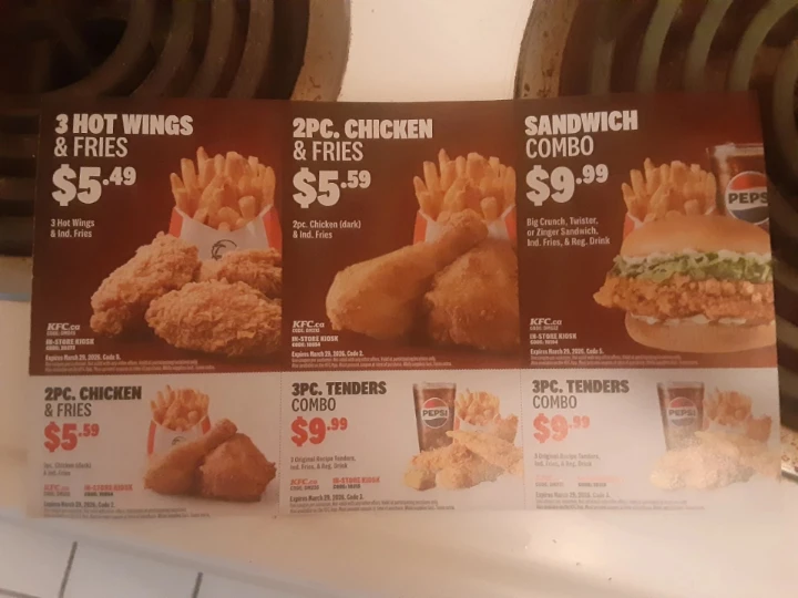 KFC 3 Hot Wings & Fries Meal COUPONS