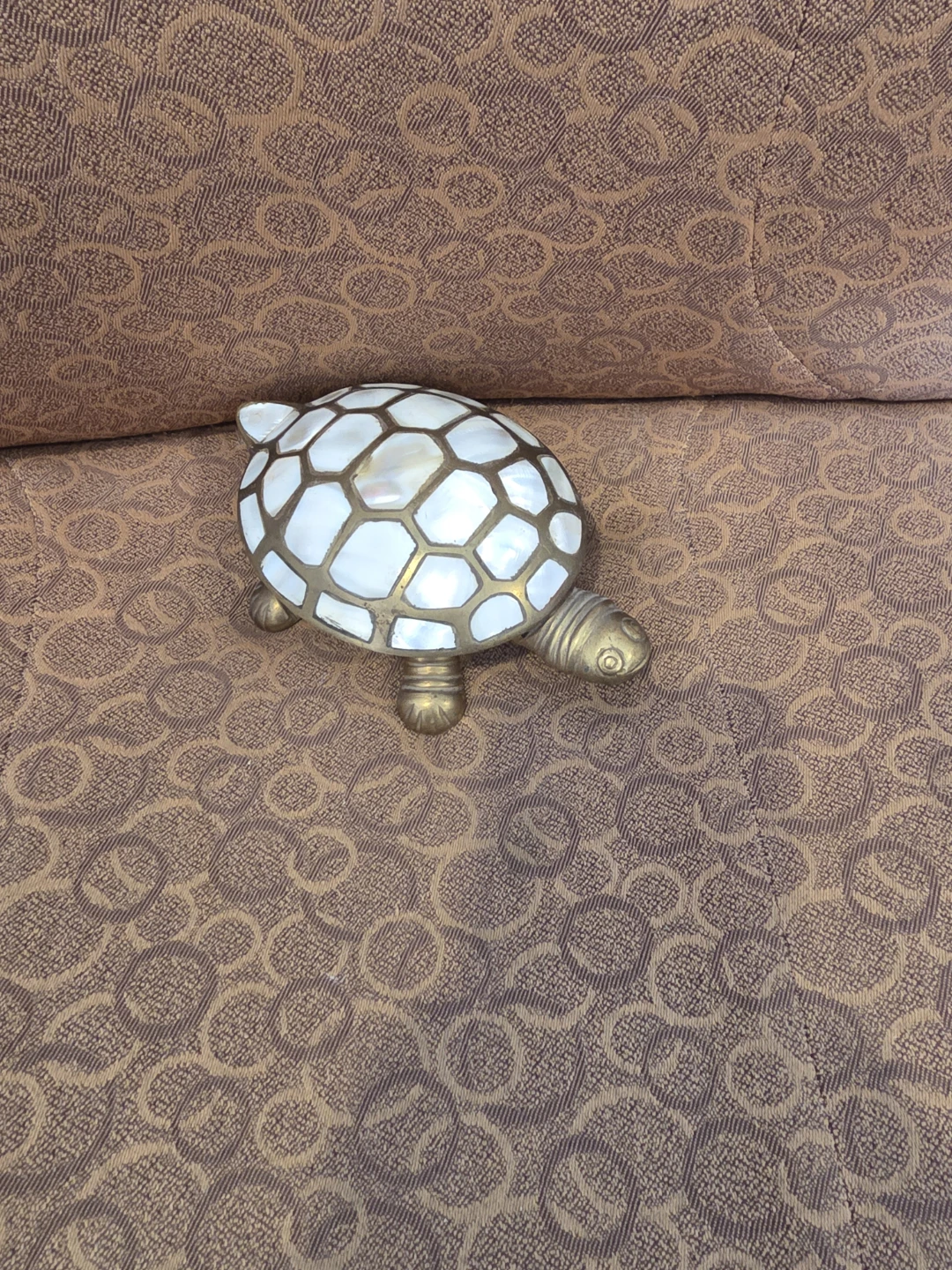 Decorative Turtle Figurine with Mother of Pearl Shell