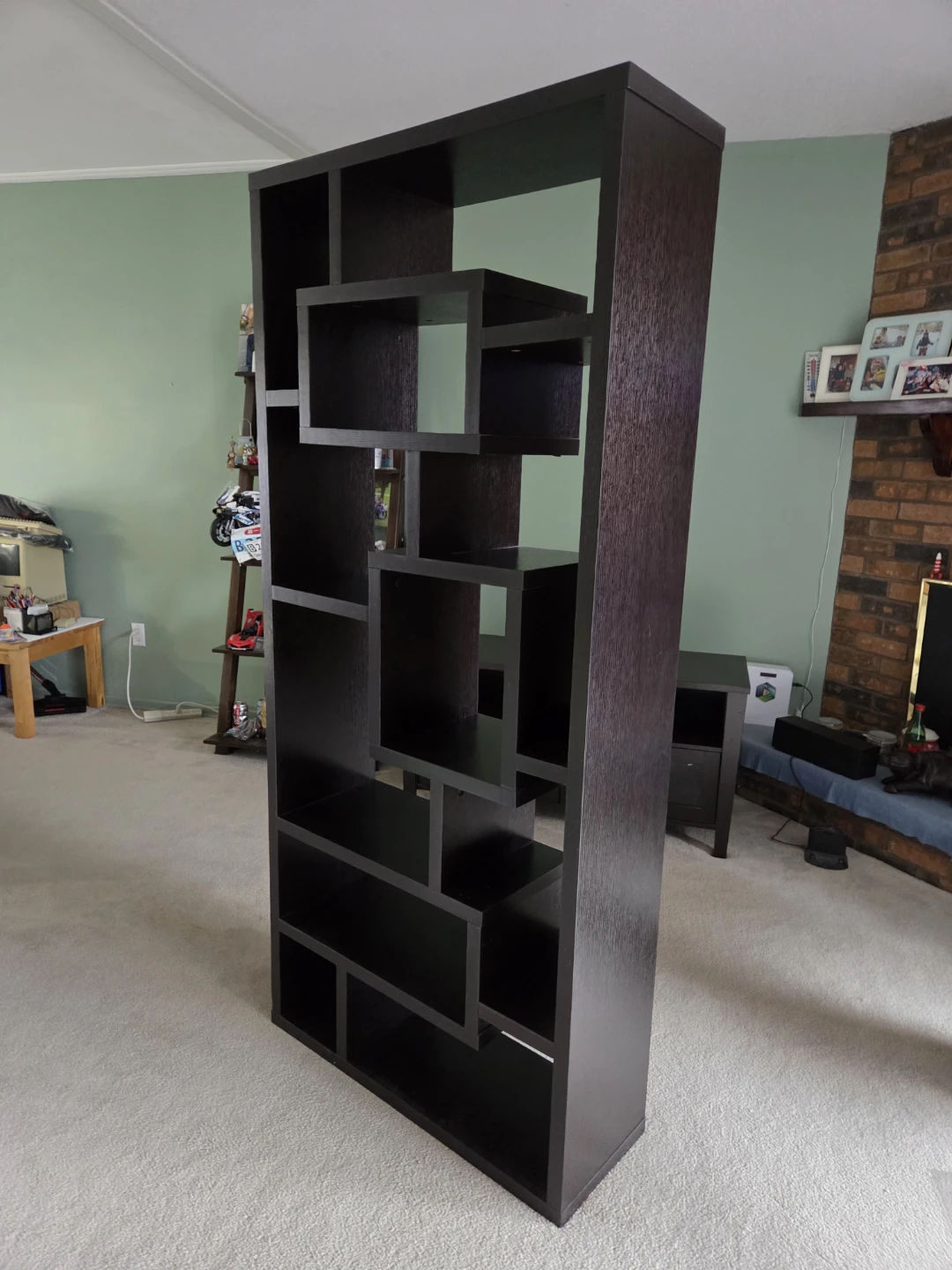 Black Geometric Bookshelf Room Divider