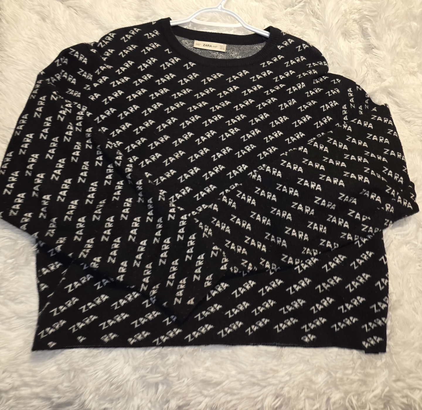 ZARA Black Sweater with All-Over Logo Print - photo 3