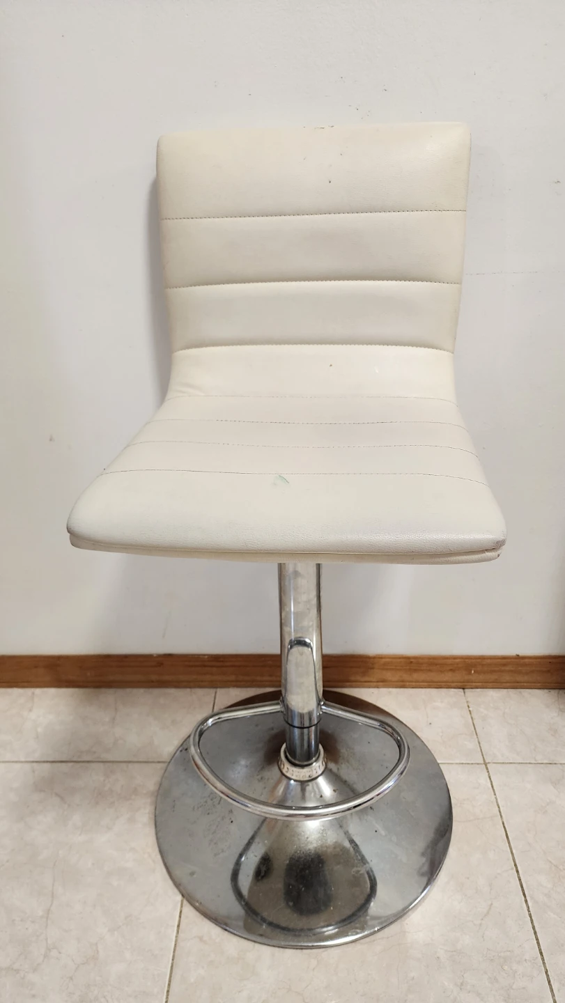 White Faux Leather Adjustable Bar Stool - photo 2