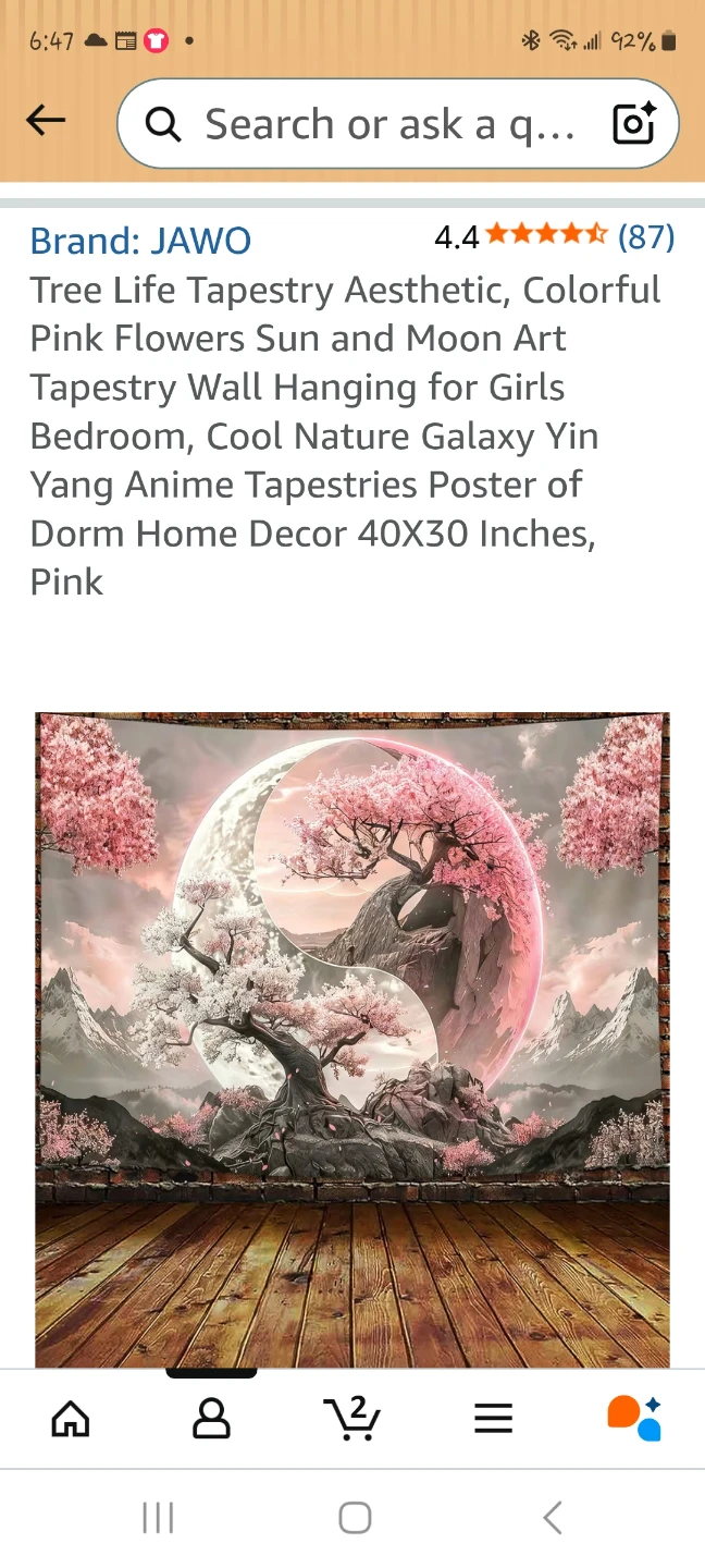 JAWO Tree Life Tapestry Pink Flowers Sun and Moon 40x30 Inches