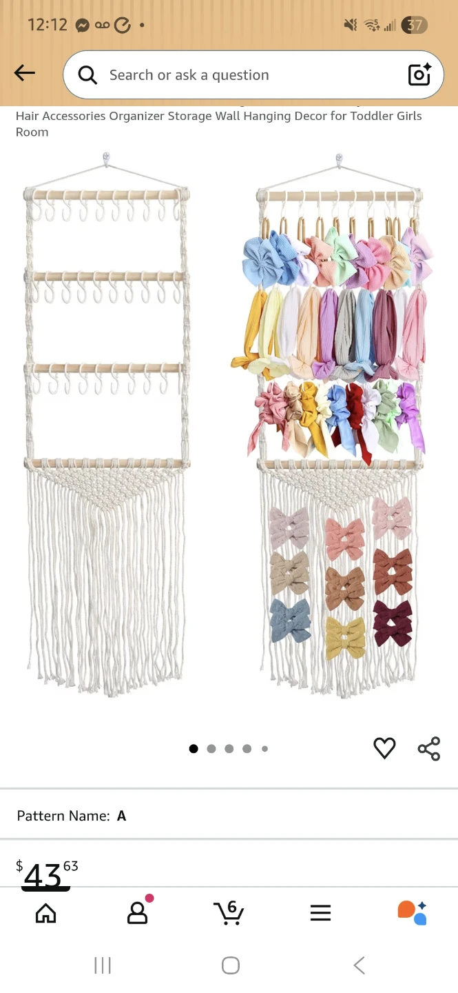 Macrame Wall Hanging Hair Accessory Organizer