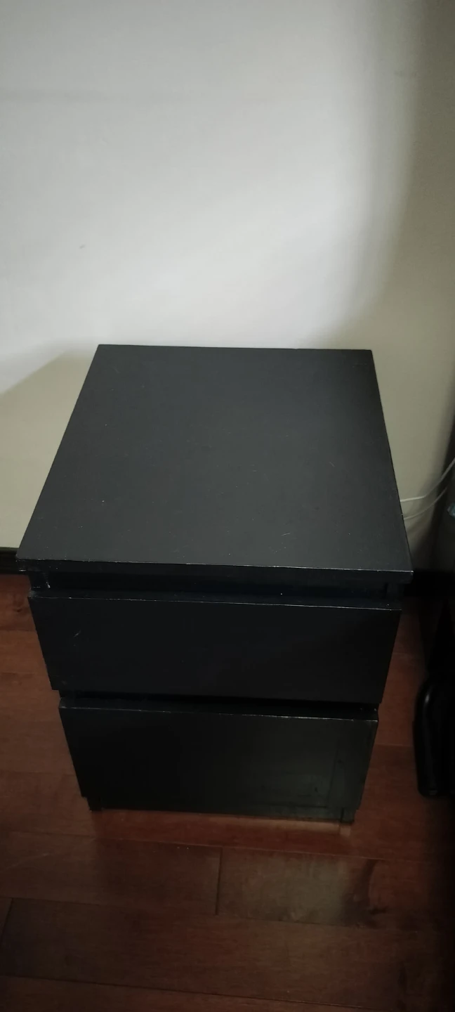 Black 2-Drawer Nightstand