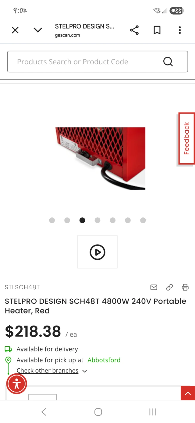 STELPRO DESIGN SCH48T 4800W 240V Portable Heater, Red - photo 2