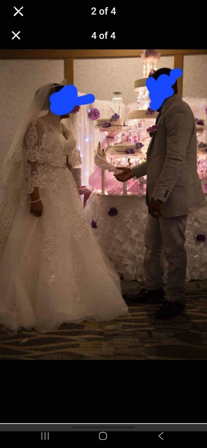 White Lace Wedding Dress with Veil - photo 4
