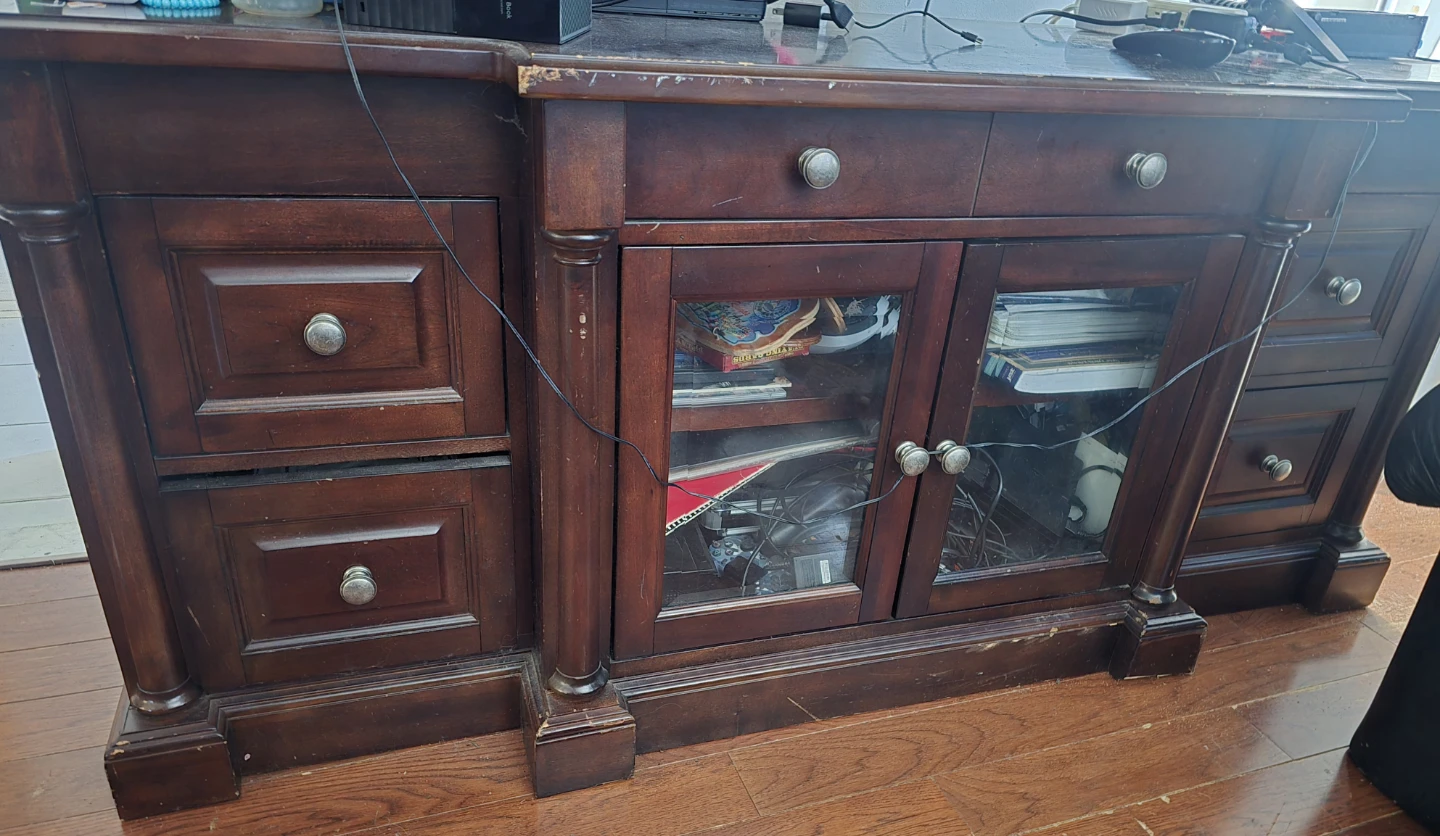 Dark Wood TV Stand with Storage