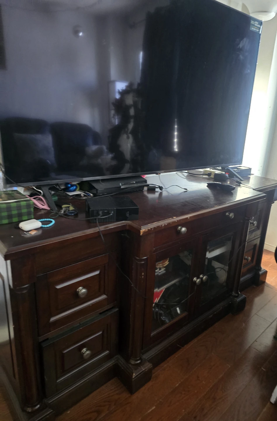 Dark Wood TV Stand with Storage - photo 3
