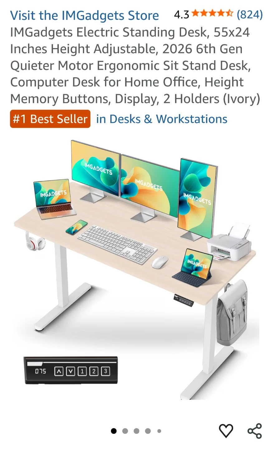 IMGadgets Electric Standing Desk 55" x 24"