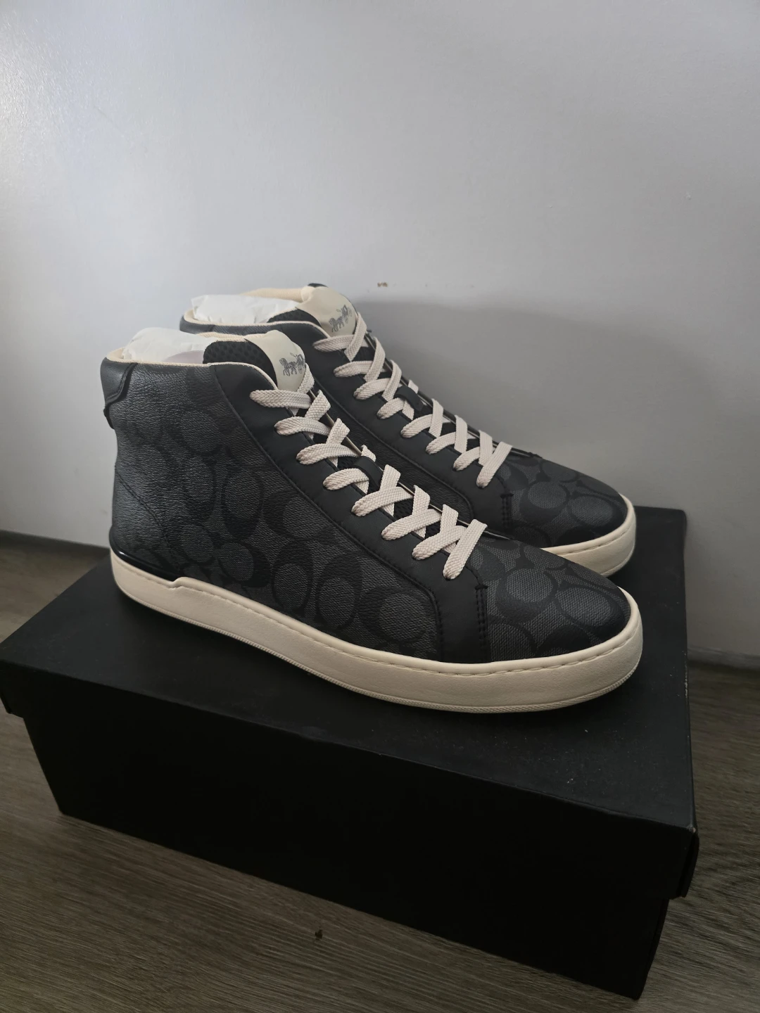 Coach High-Top Sneakers - Black Signature Print