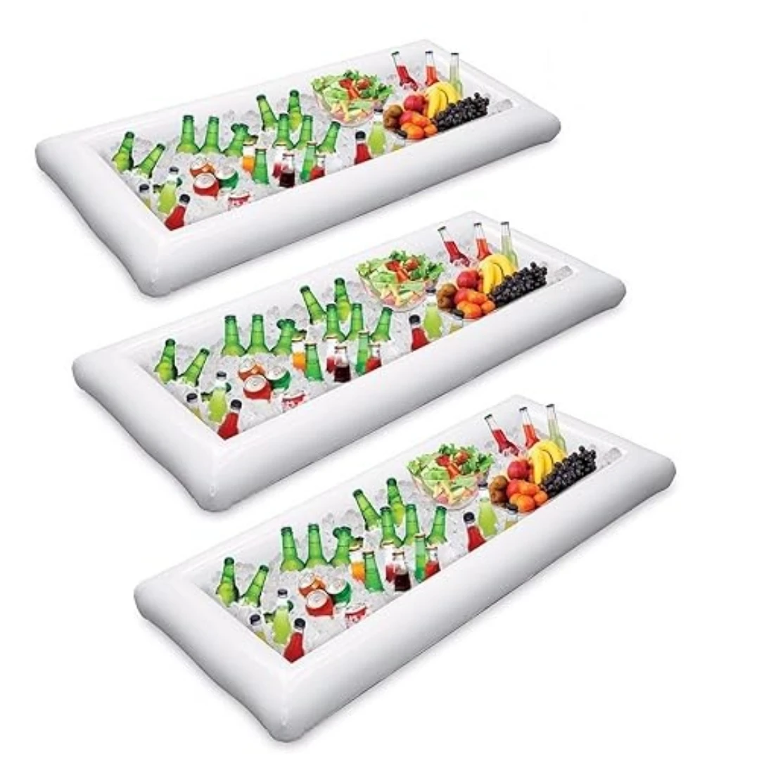 Inflatable Pool Table Serving Bar, 3 Pack w/ Pump, Large