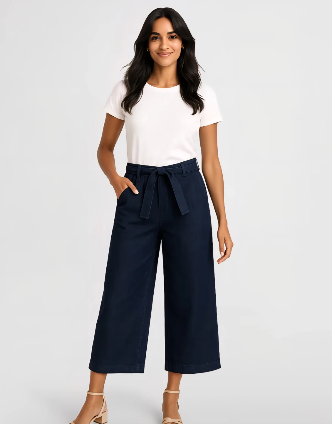 Lois Gaucho Wide Jeans With Belt Navy - photo 2