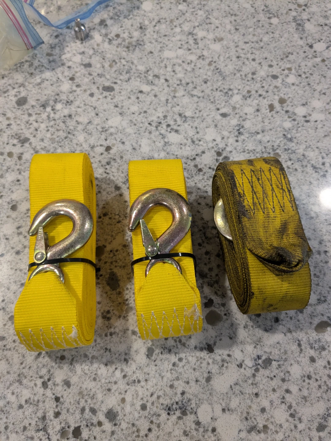 Yellow Tow Straps with Hooks