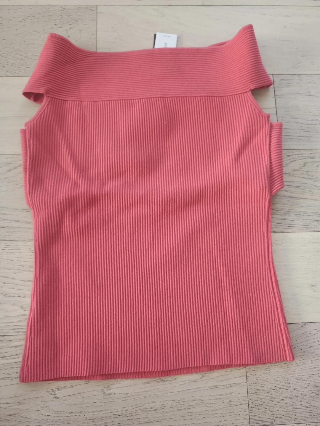 Babaton Pink Ribbed Off-the-Shoulder Top - Size M - photo 2