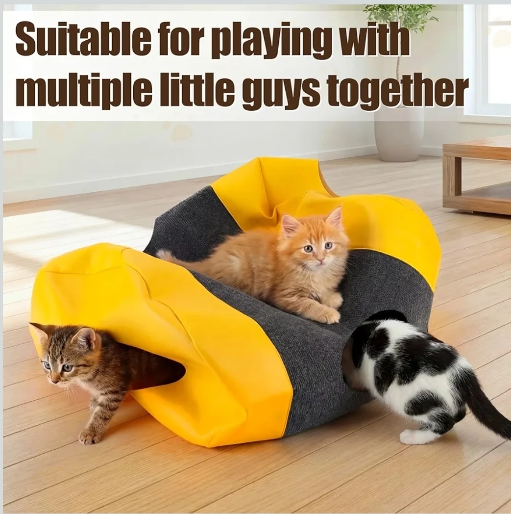 Interactive Cat Tunnel Play Mat | Hide & Seek Cat Toy - photo 4