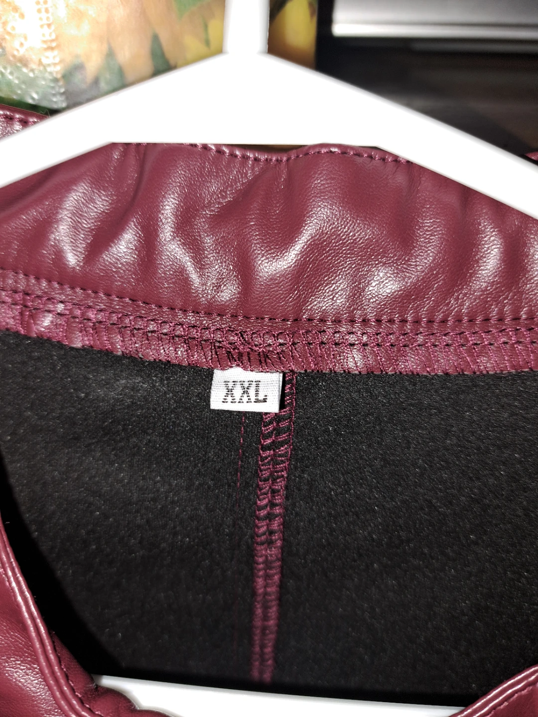 Maroon Faux Leather Jacket - XXL - photo 2