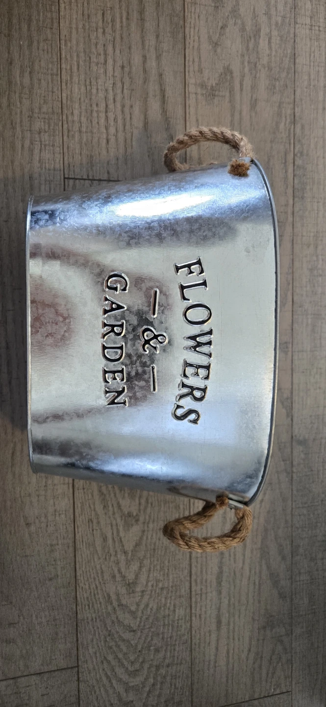 Galvanized Metal Planter Bucket for Flowers & Garden