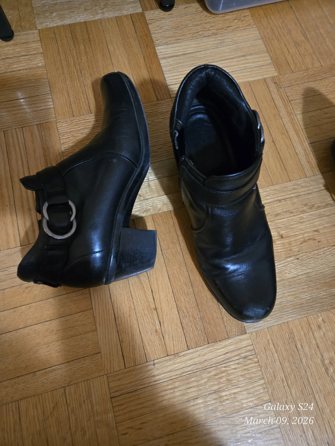 Black Ankle Boots with Buckle Detail