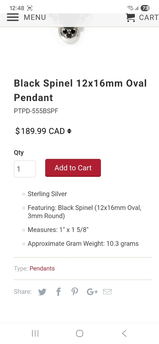 Himalayan Gems Sterling Silver Black Spinel Pendant - photo 4