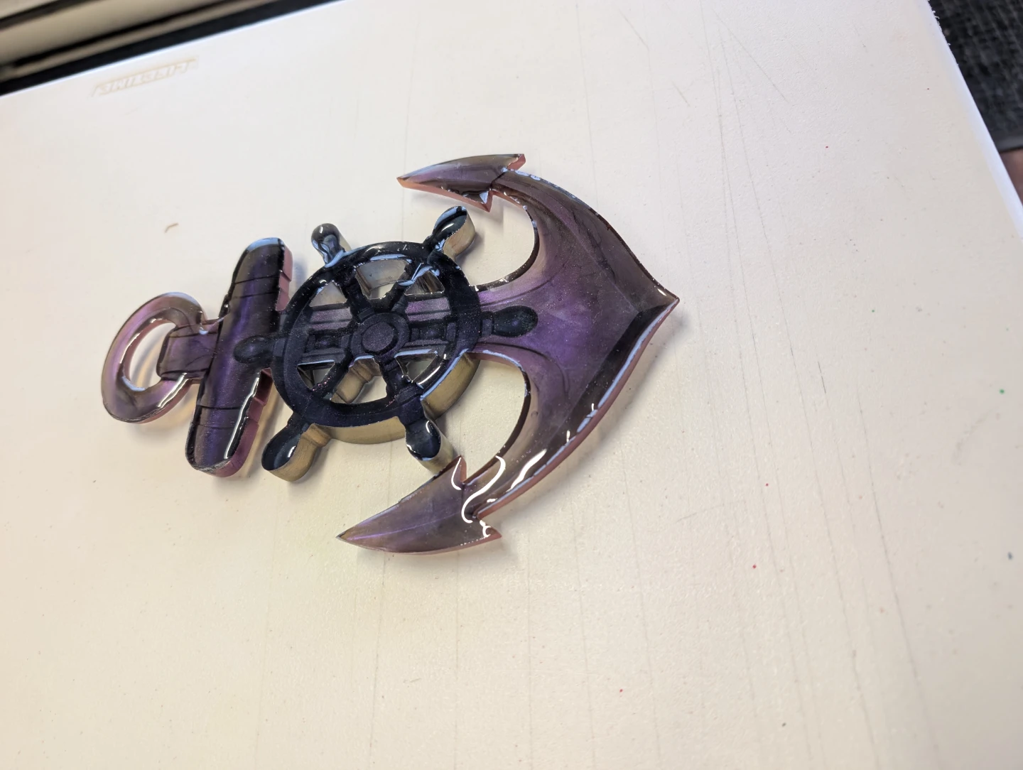 Purple Anchor and Ship Wheel Wall Decor