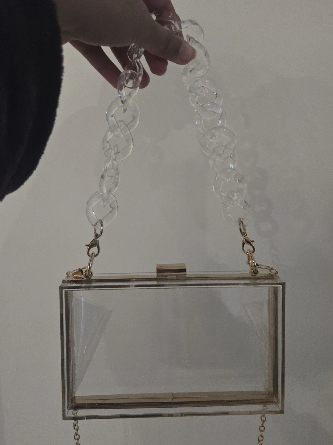 Clear Acrylic Box Clutch with 2 chains - photo 2