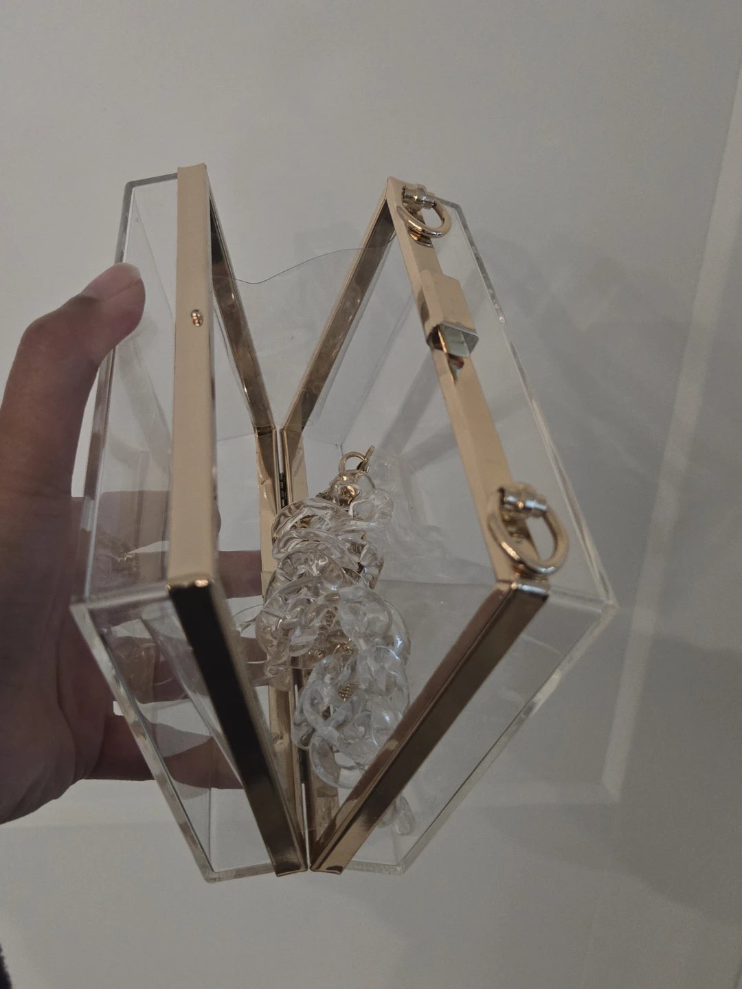 Clear Acrylic Box Clutch with 2 chains - photo 3
