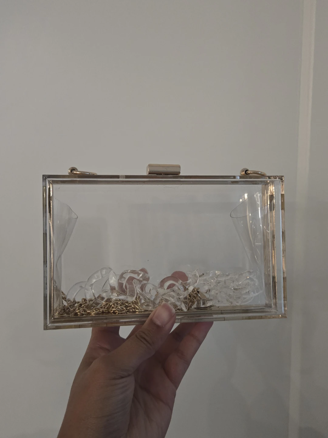 Clear Acrylic Box Clutch with 2 chains - photo 4