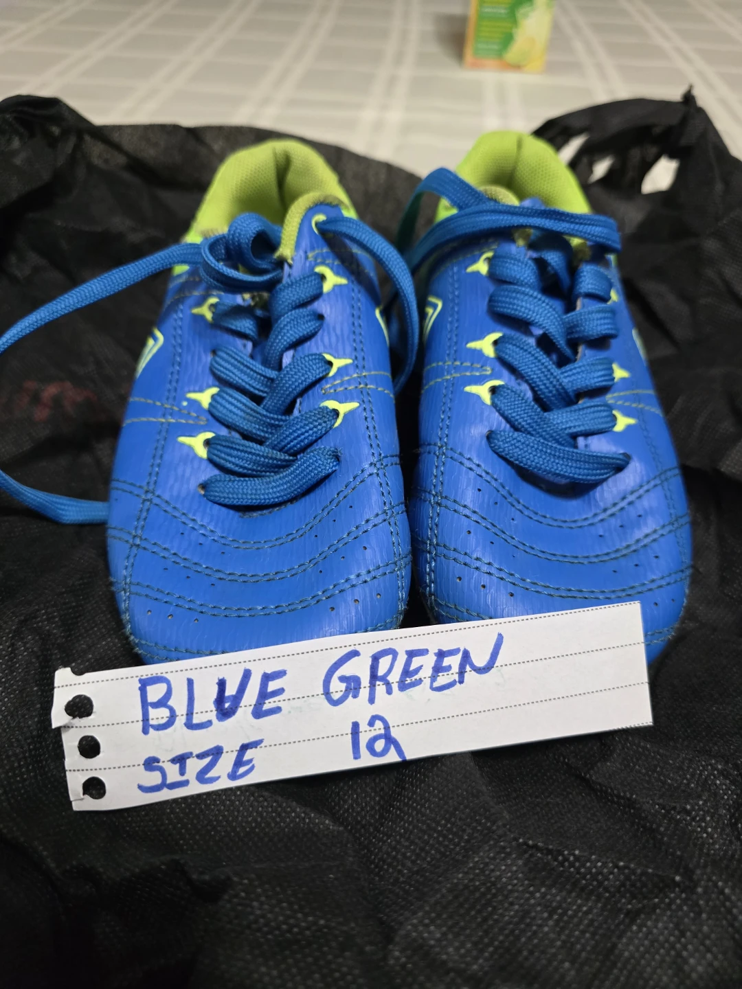 Kids Soccer Cleats - Blue/Green, Size 1a