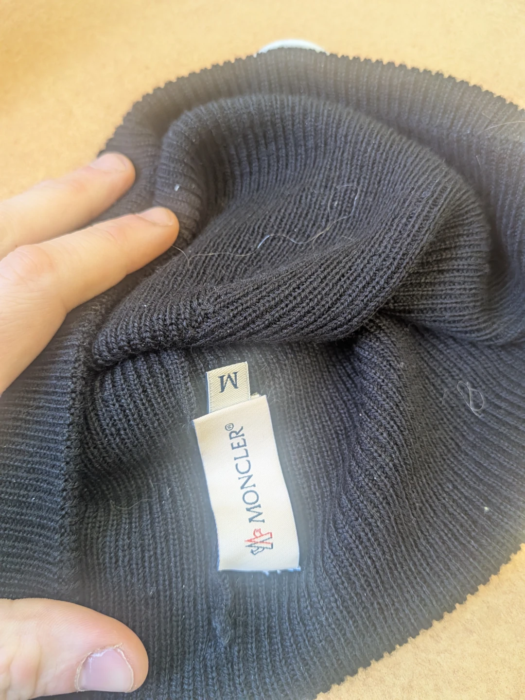 Moncler Black Knit Beanie Hat - Size M - photo 2