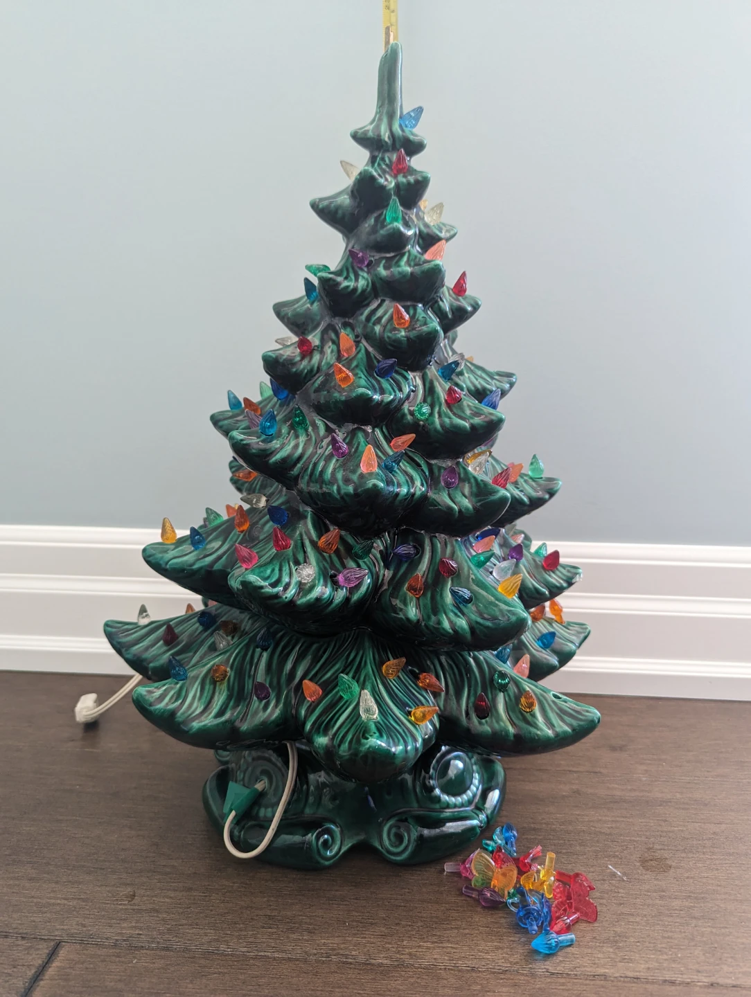 Vintage Ceramic Christmas Tree with Bulbs
