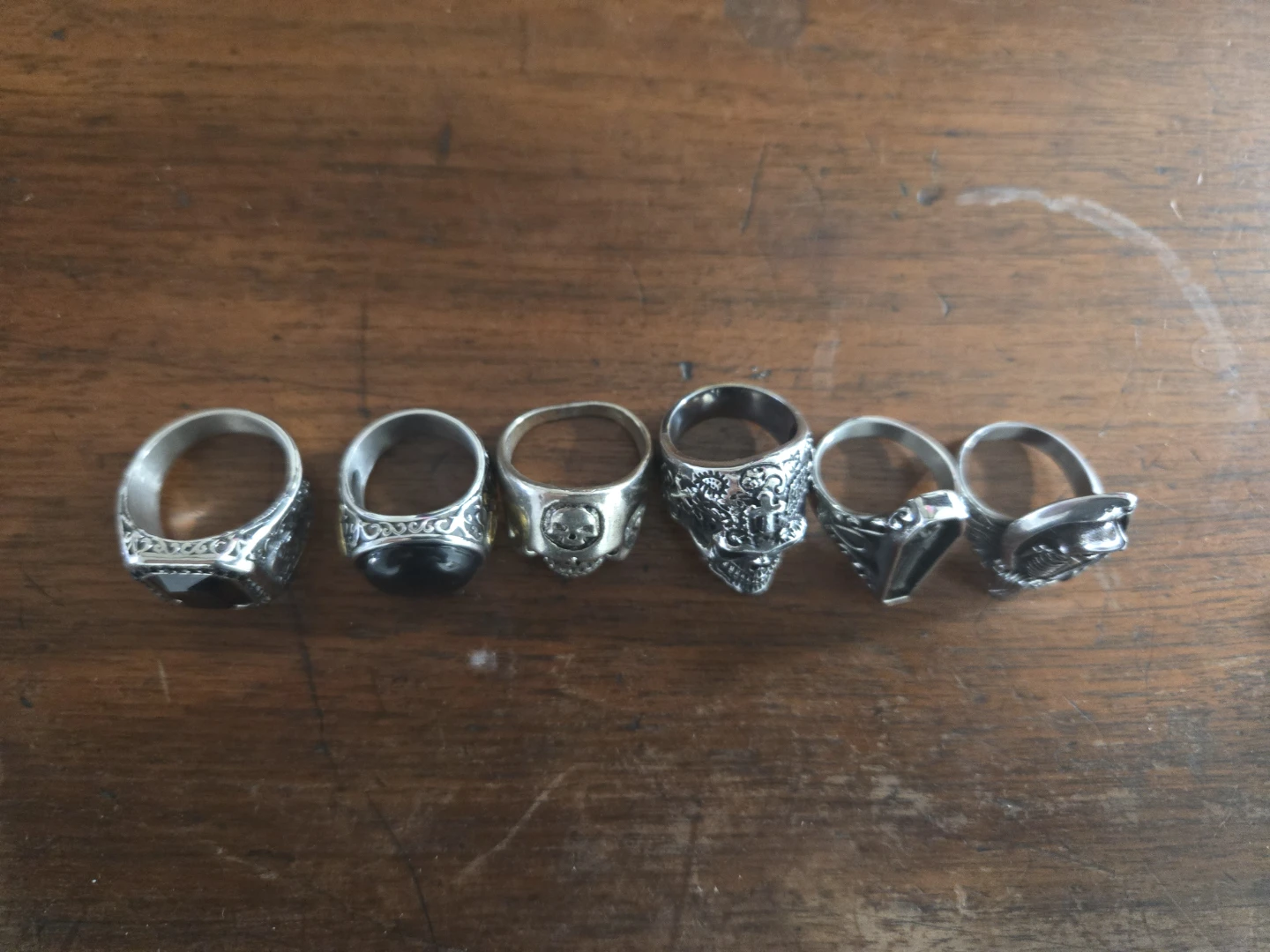 Set of 6 men's skull rings stainless steel - photo 2