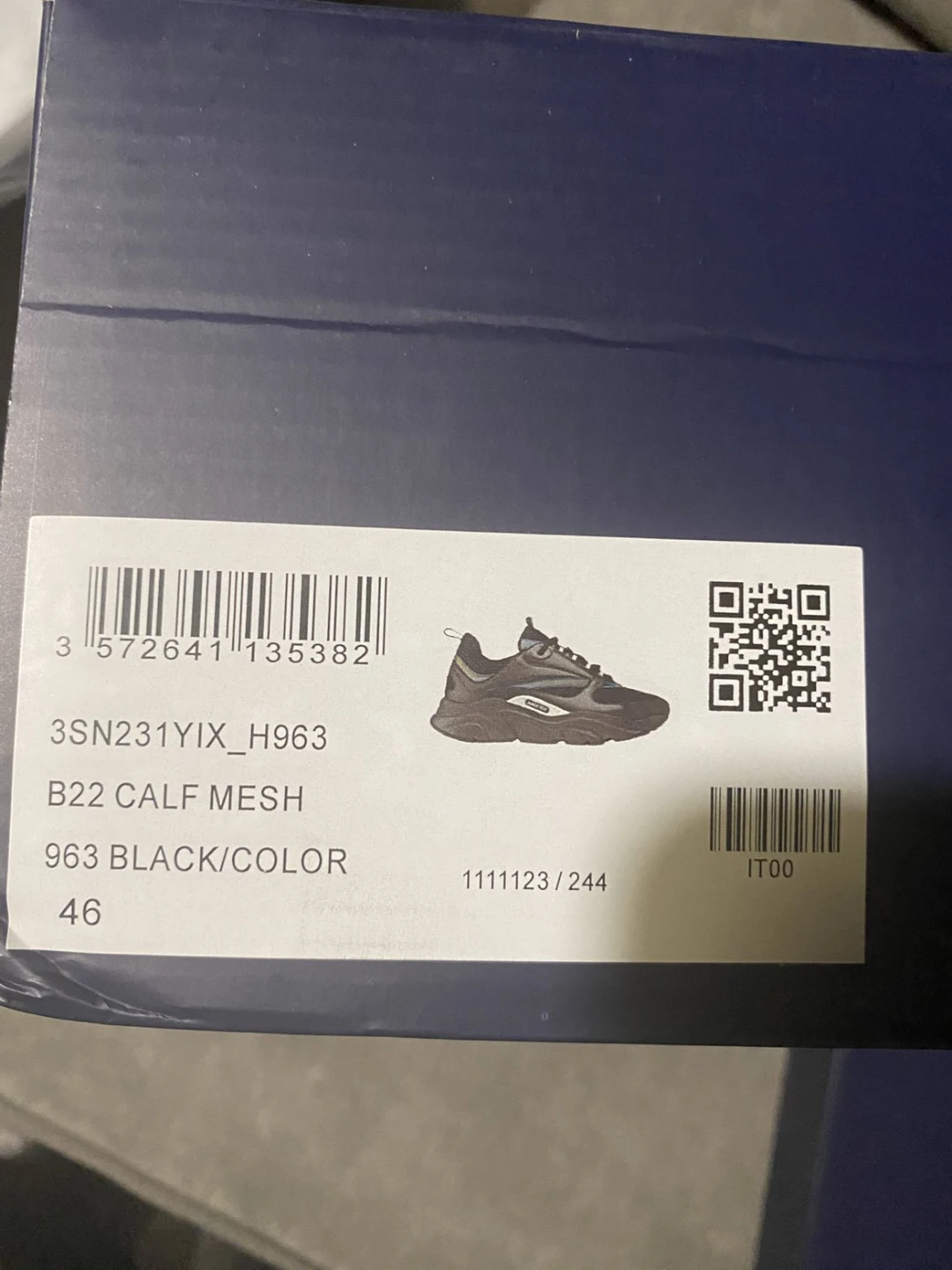 Dior B22 Calf Mesh Sneakers Black Size 46 - photo 3